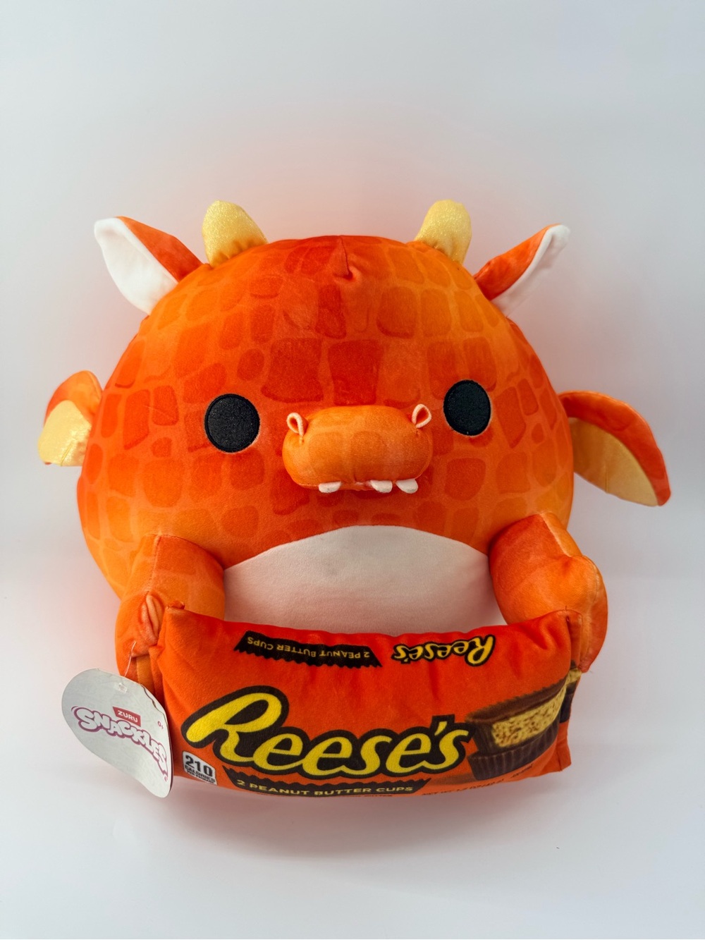Reese's Orange Dragon Plush with Snack Pocket - Kids Stuffed Animal